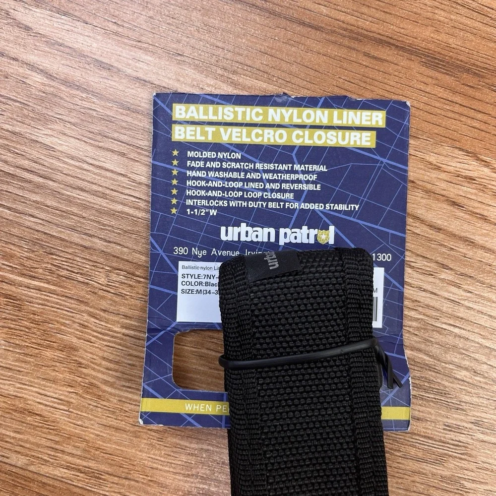 Urban Patrol Ballistic Nylon Liner Belt Size Medium 34-36‎ Black Hook n Loop NEW